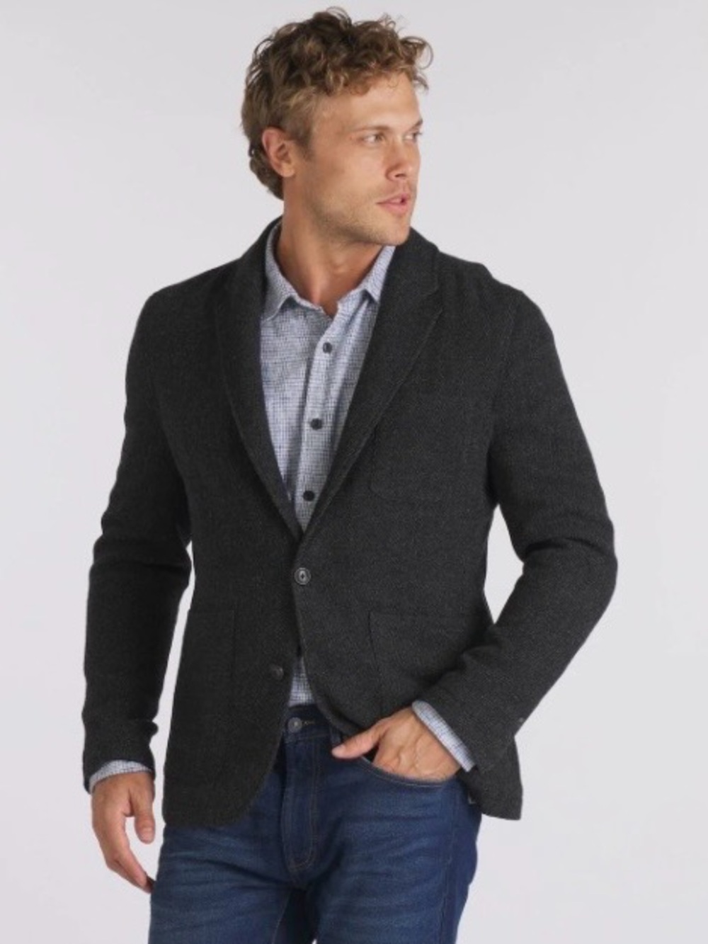 NWT Grayers Hutton Wool Twill Sports Coat Charcoal Gray Preppy Modern Blazer L